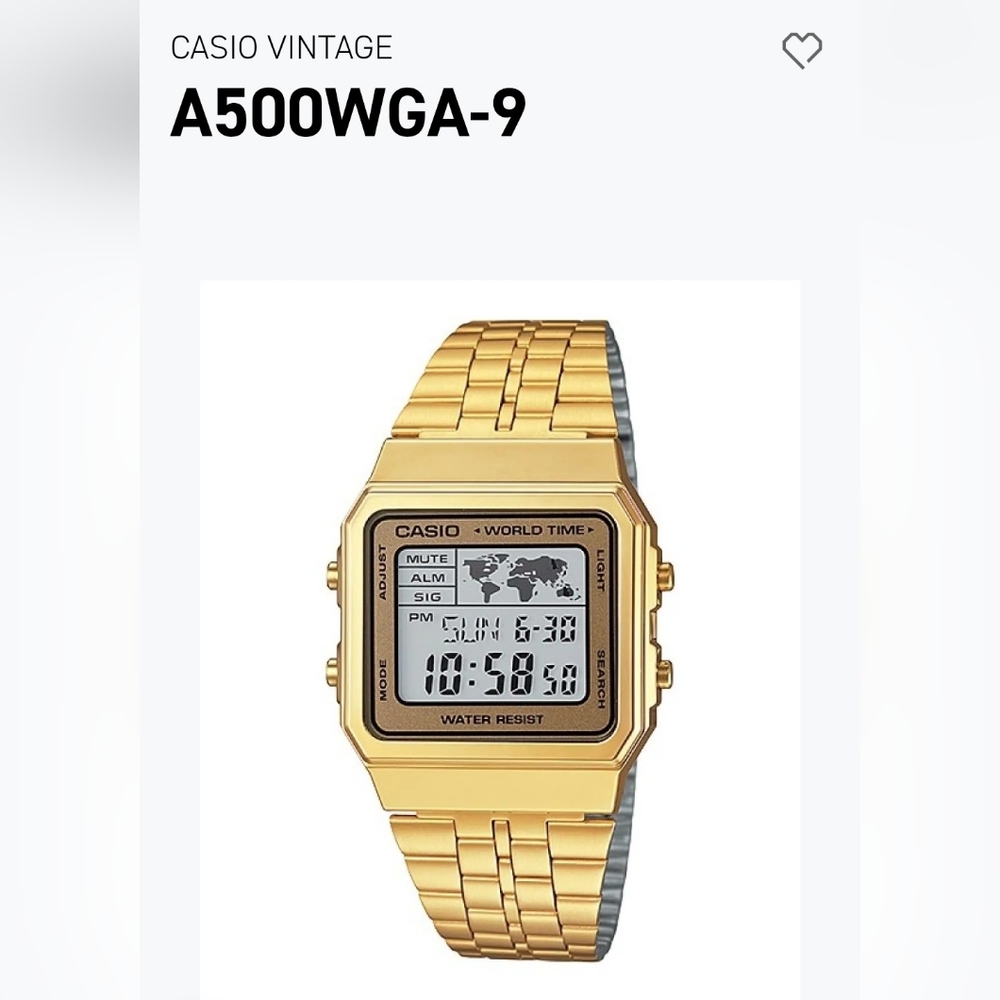 Vintage Casio Gold Digital Watch Unisex